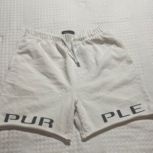 PURPLE Men's White Athletic Shorts